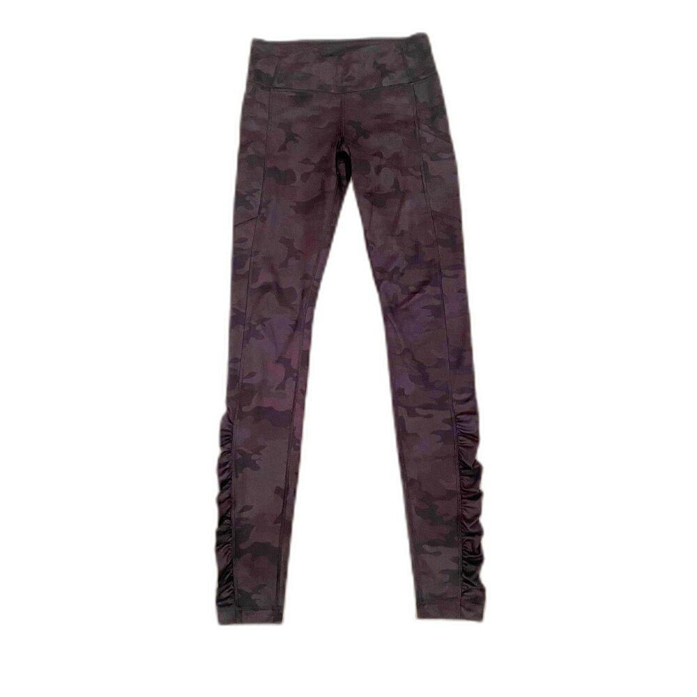 Lululemon Speed Tight Leggings Black Gray Camo Ruched size 4 RARE EUC - Picture 2 of 7